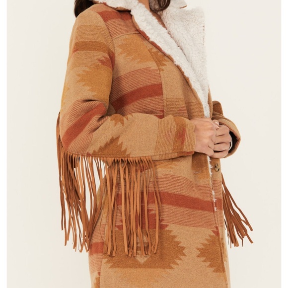 IDYLLWIND WOMEN'S NETTIE SHERPA COLLAR TONAL BLANKET COAT - Picture 2 of 5